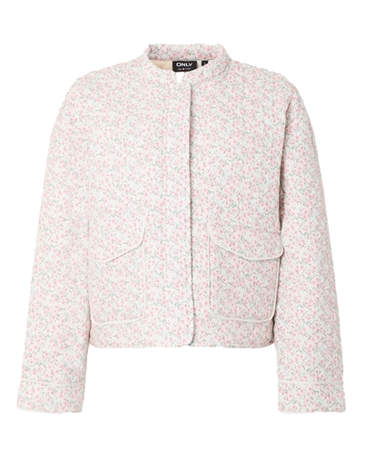 Only - Hallie Quilted Jakke - Cloud Dancer/Pink Ditsy